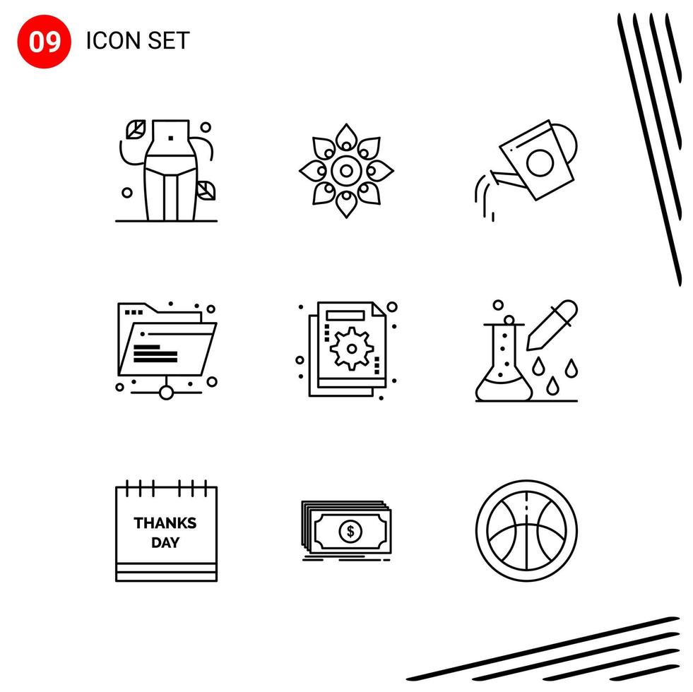Collection of 9 Vector Icons in Line style Pixle Perfect Outline Symbols for Web and Mobile Line Icon Signs on White Background 9 Icons
