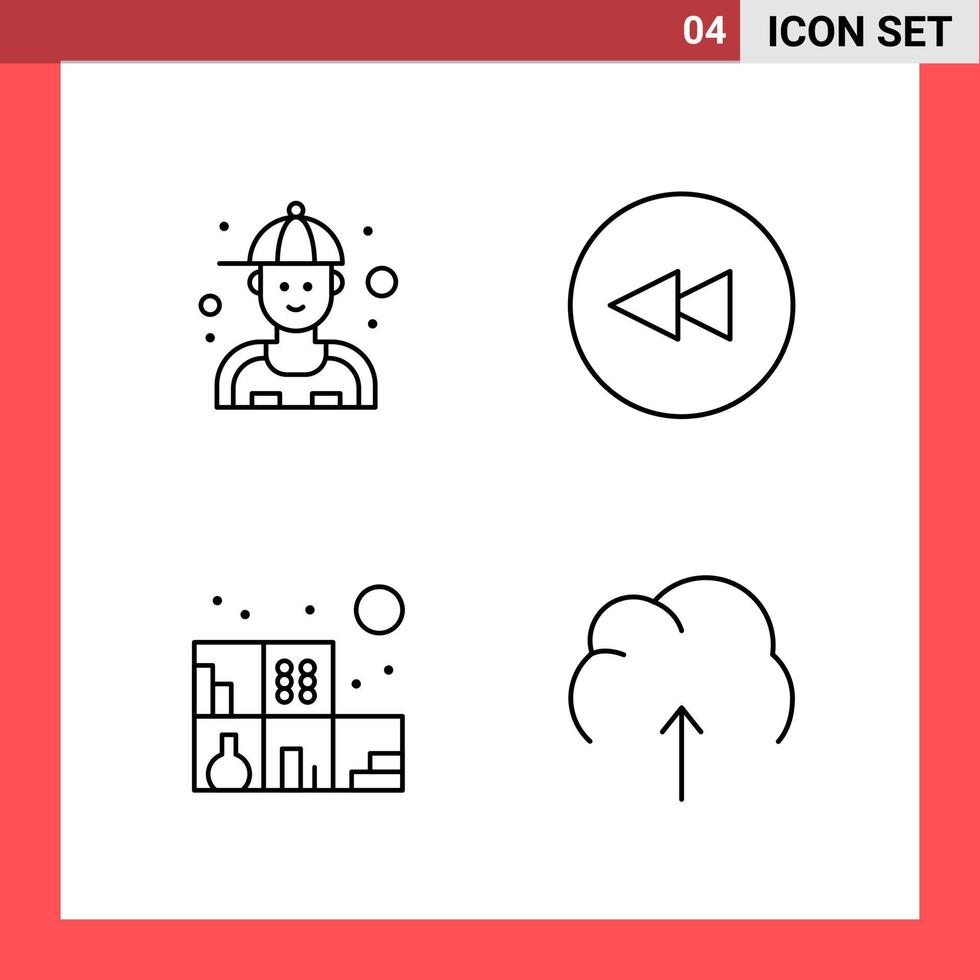 4 Icon Pack Line Style Outline Symbols on White Background Simple Signs for general designing vector