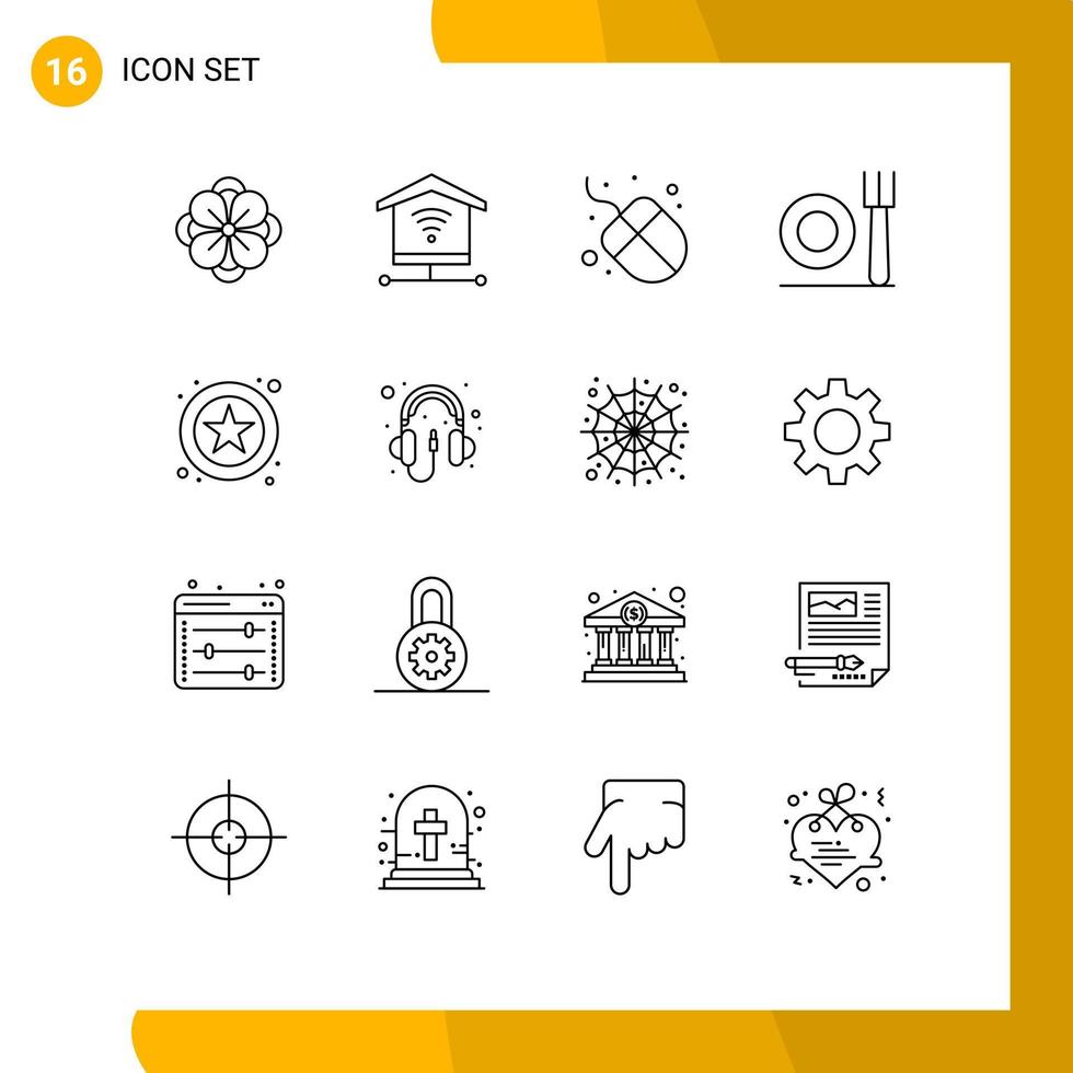 16 iconos creativos signos y símbolos modernos de hardware web de computadora restaurante estrella elementos de diseño vectorial editables vector