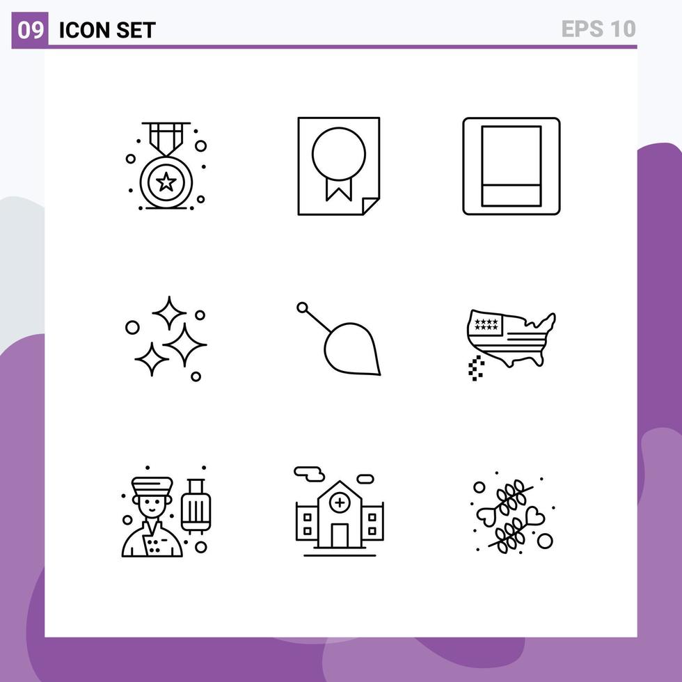 Set of 9 Commercial Outlines pack for siacoin wash report neat clean Editable Vector Design Elements