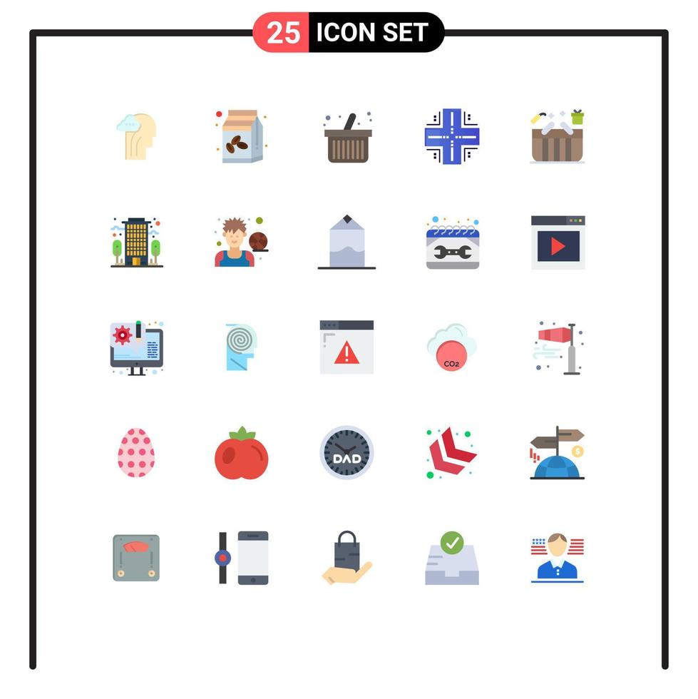 Group of 25 Modern Flat Colors Set for cart server cart mainframe database Editable Vector Design Elements