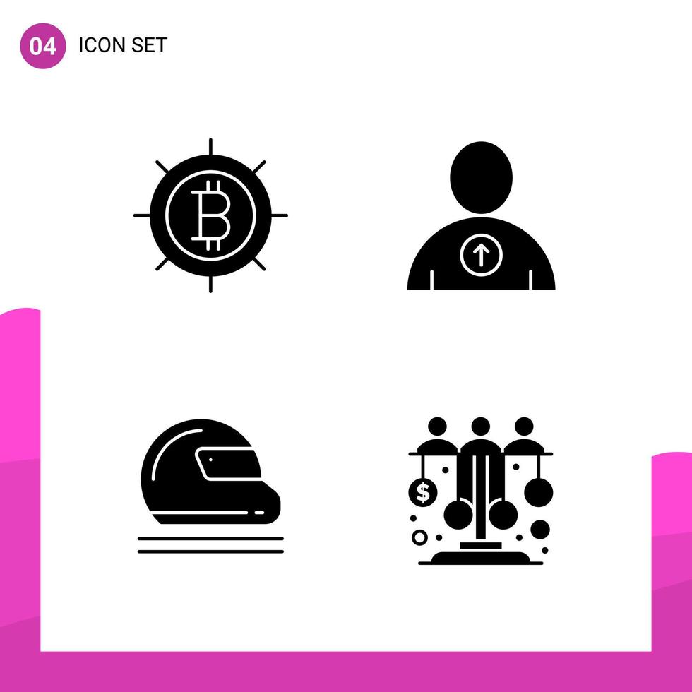 Glyph Icon set Pack of 4 Solid Icons isolated on White Background for responsive Website Design Print and Mobile Applications vector