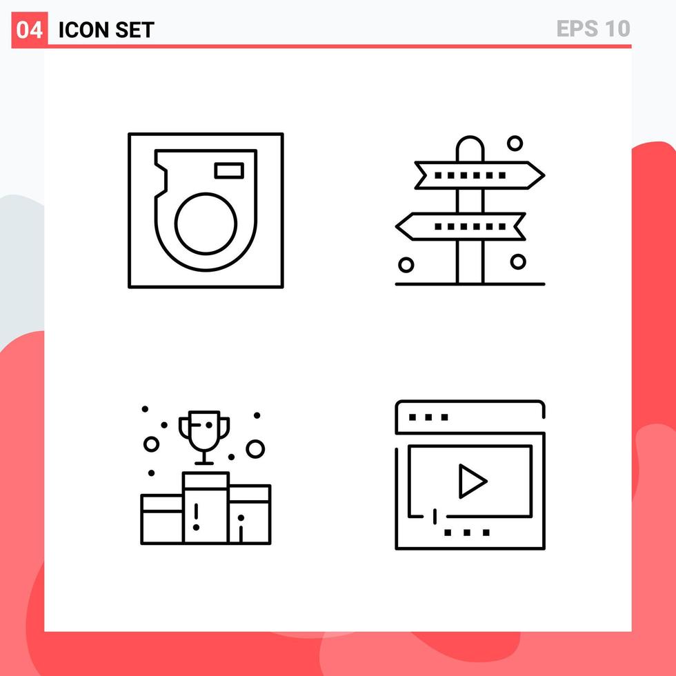 colección de 4 iconos vectoriales en estilo de línea símbolos de esquema modernos para web y signo de icono de línea móvil aislado en fondo blanco 4 iconos vector