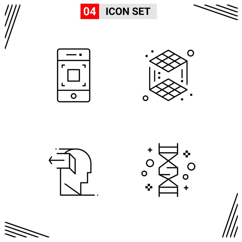 4 Icons Line Style Grid Based Creative Outline Symbols for Website Design Simple Line Icon Signs Isolated on White Background 4 Icon Set vector