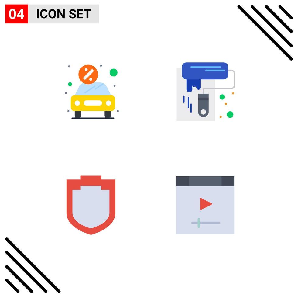 Stock Vector Icon Pack of 4 Line Signs and Symbols for car protection present paint shield Editable Vector Design Elements