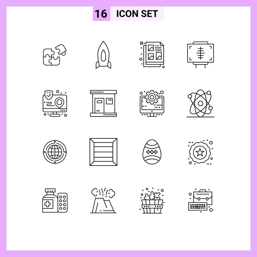 Pack of 16 creative Outlines of form disease speedup idea design Editable Vector Design Elements