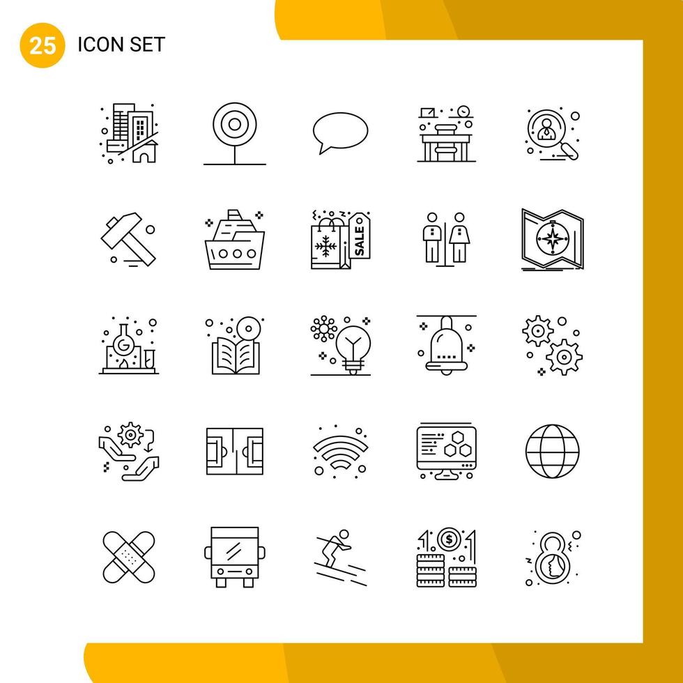 25 conjunto de iconos estilo de línea paquete de iconos símbolos de esquema aislados en fondo blanco para el diseño de sitios web receptivos vector