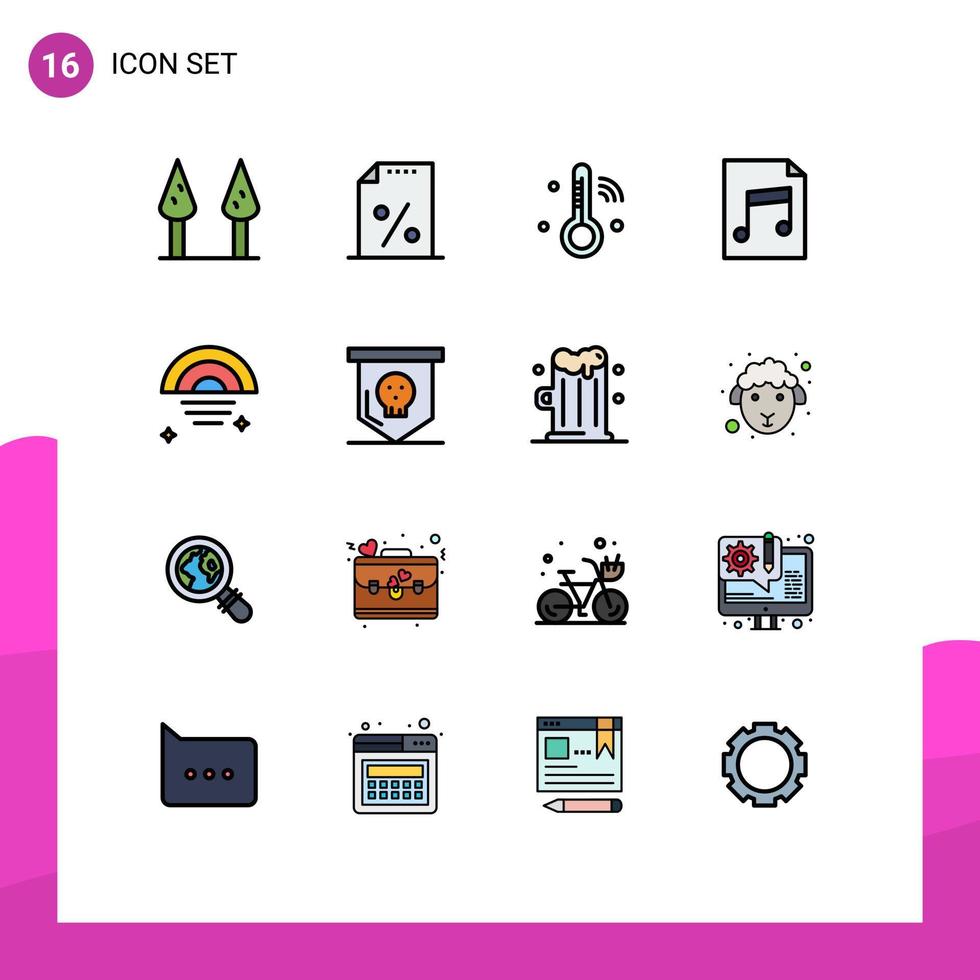 16 User Interface Flat Color Filled Line Pack of modern Signs and Symbols of board sky temperature rainy file Editable Creative Vector Design Elements