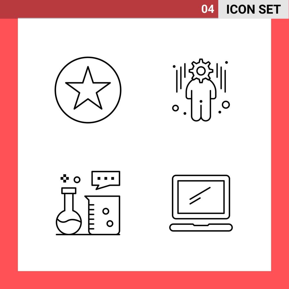 4 Icon Pack Line Style Outline Symbols on White Background Simple Signs for general designing vector