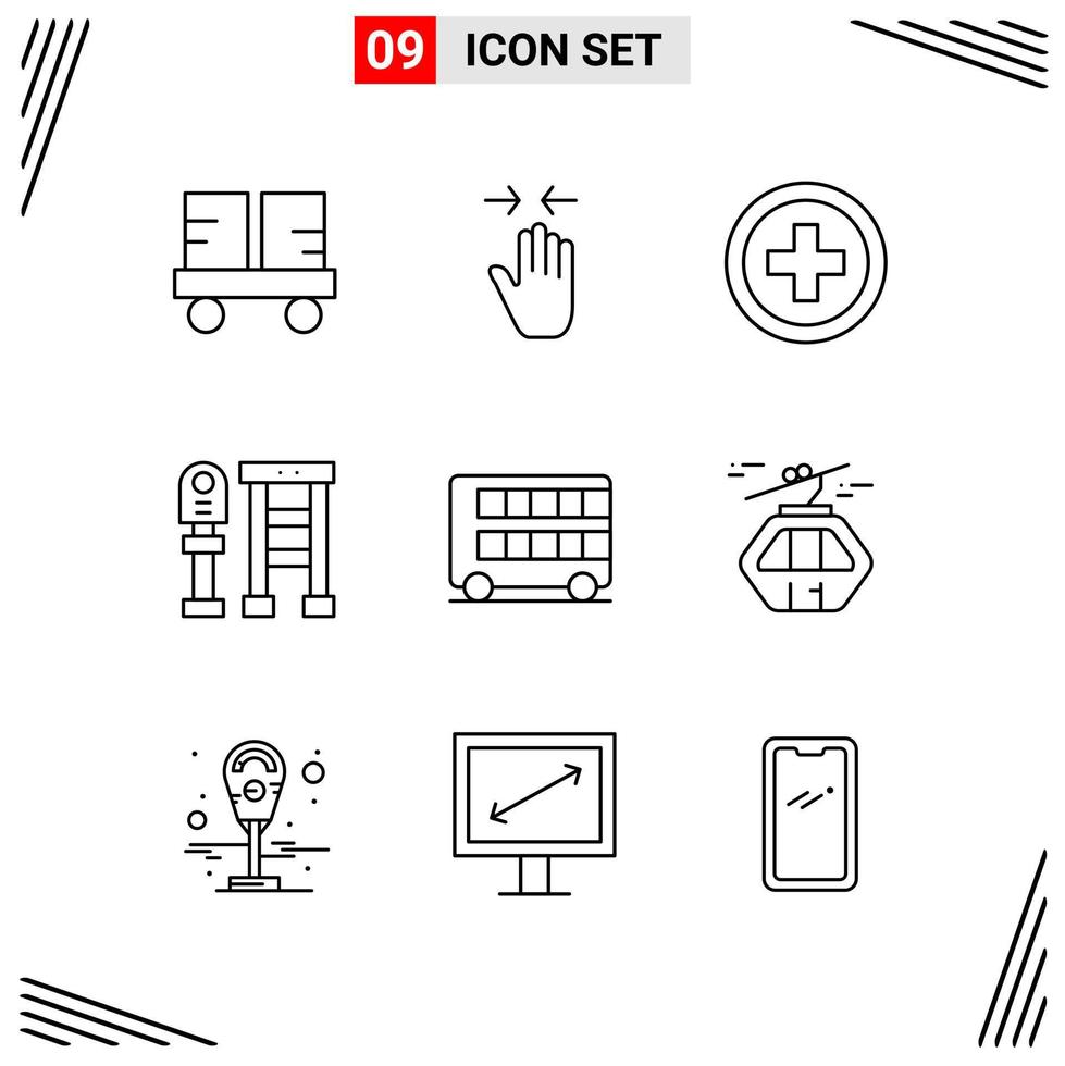 9 Icons Line Style Grid Based Creative Outline Symbols for Website Design Simple Line Icon Signs Isolated on White Background 9 Icon Set vector