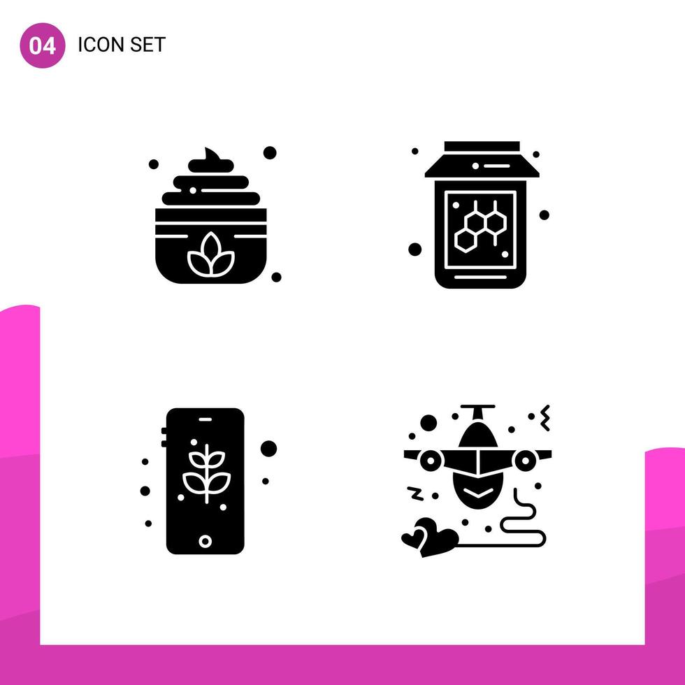 Glyph Icon set Pack of 4 Solid Icons isolated on White Background for responsive Website Design Print and Mobile Applications vector