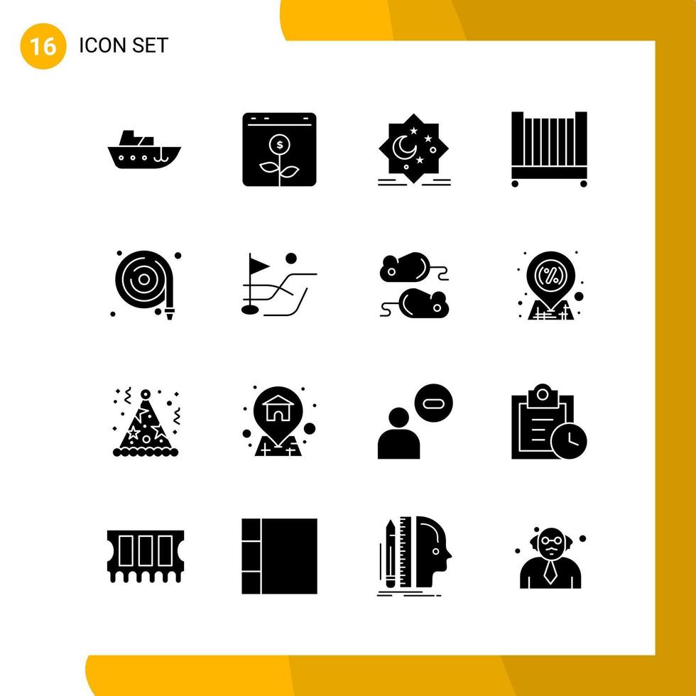 16 Icon Set Solid Style Icon Pack Glyph Symbols isolated on White Backgound for Responsive Website Designing vector