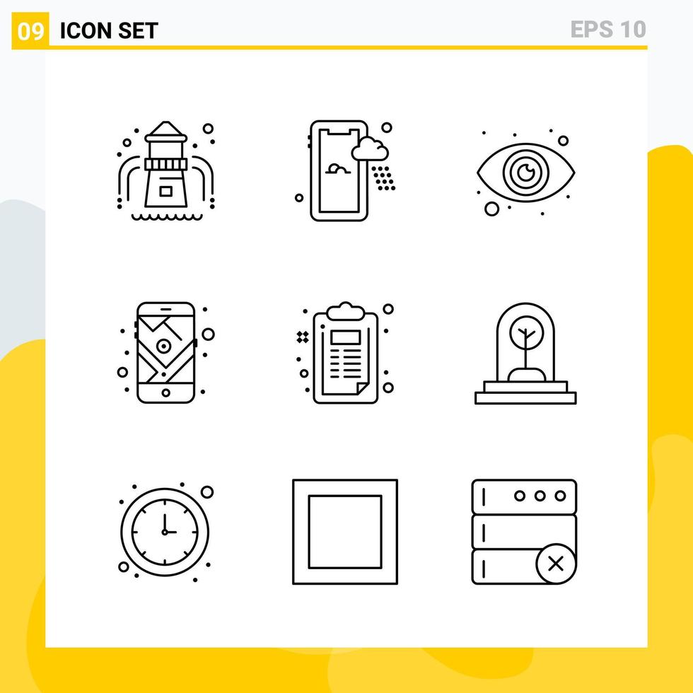 Collection of 9 Universal Line Icons Icon Set for Web and Mobile vector