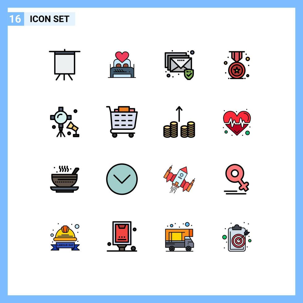 Set of 16 Modern UI Icons Symbols Signs for lights school room education award Editable Creative Vector Design Elements