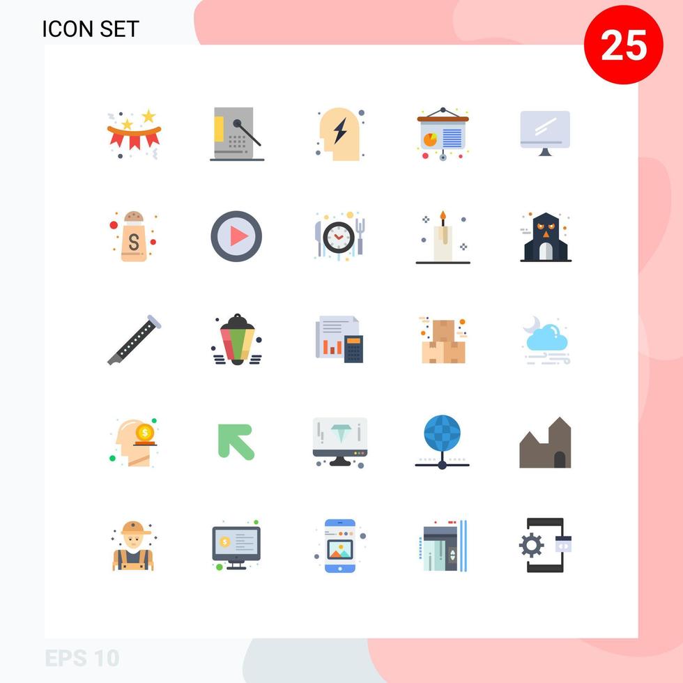 Set of 25 Modern UI Icons Symbols Signs for computer conference development chart strategy Editable Vector Design Elements