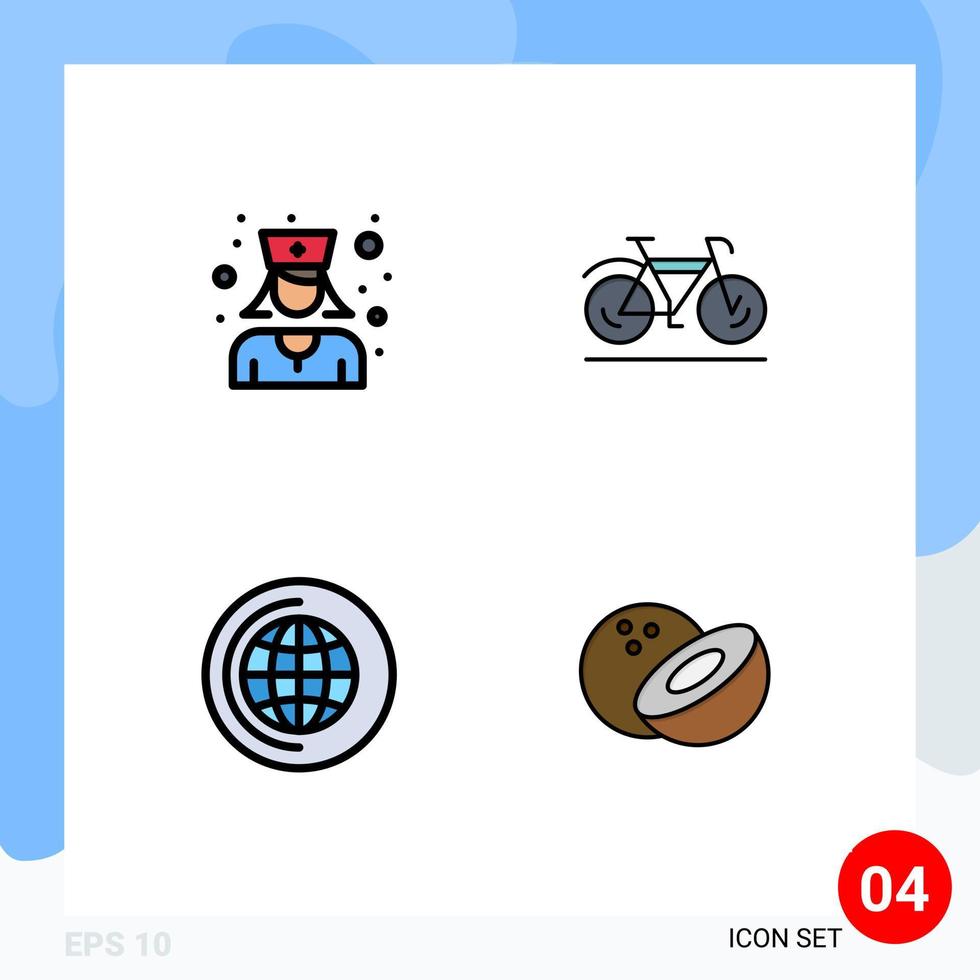 4 Creative Icons Modern Signs and Symbols of doctor cd bicycle sport food Editable Vector Design Elements