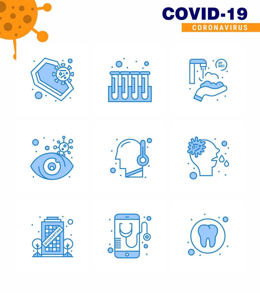 Coronavirus Awareness icon 9 Blue icons icon included virus view tubes search washing viral coronavirus 2019nov disease Vector Design Elements