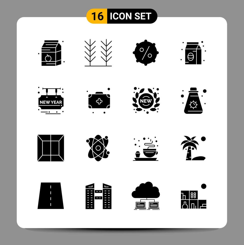 16 Black Icon Pack Glyph Symbols Signs for Responsive designs on white background 16 Icons Set vector
