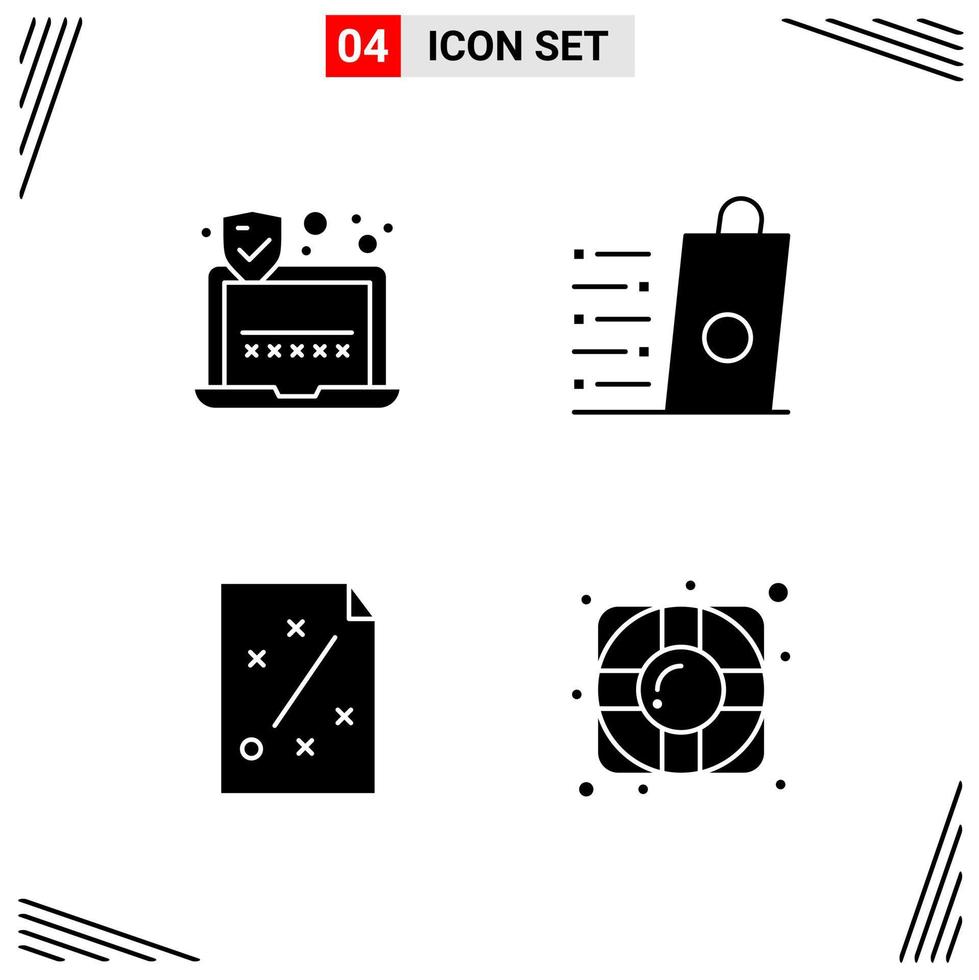 4 Icons Solid Style Grid Based Creative Glyph Symbols for Website Design Simple Solid Icon Signs Isolated on White Background 4 Icon Set vector