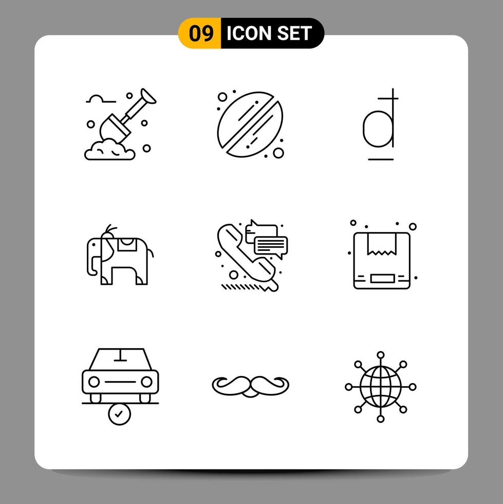 9 Black Icon Pack Outline Symbols Signs for Responsive designs on white background 9 Icons Set vector