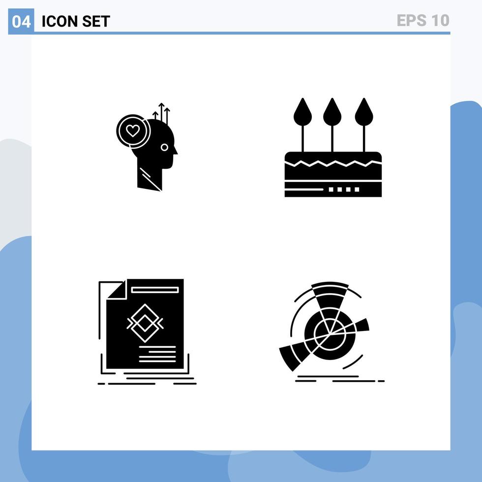 Universal Icon Symbols Group of 4 Modern Solid Glyphs of user party office celebration advertisement Editable Vector Design Elements