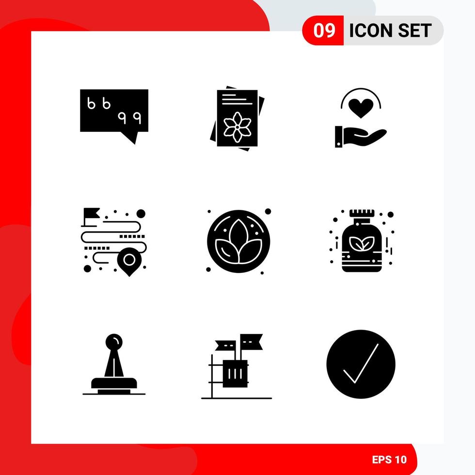Creative Set of 9 Universal Glyph Icons isolated on White Background vector