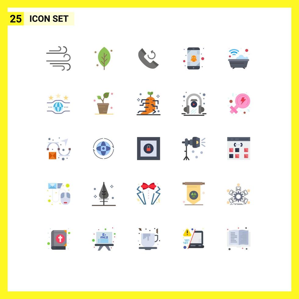 Set of 25 Modern UI Icons Symbols Signs for tub house phone bath mobile Editable Vector Design Elements
