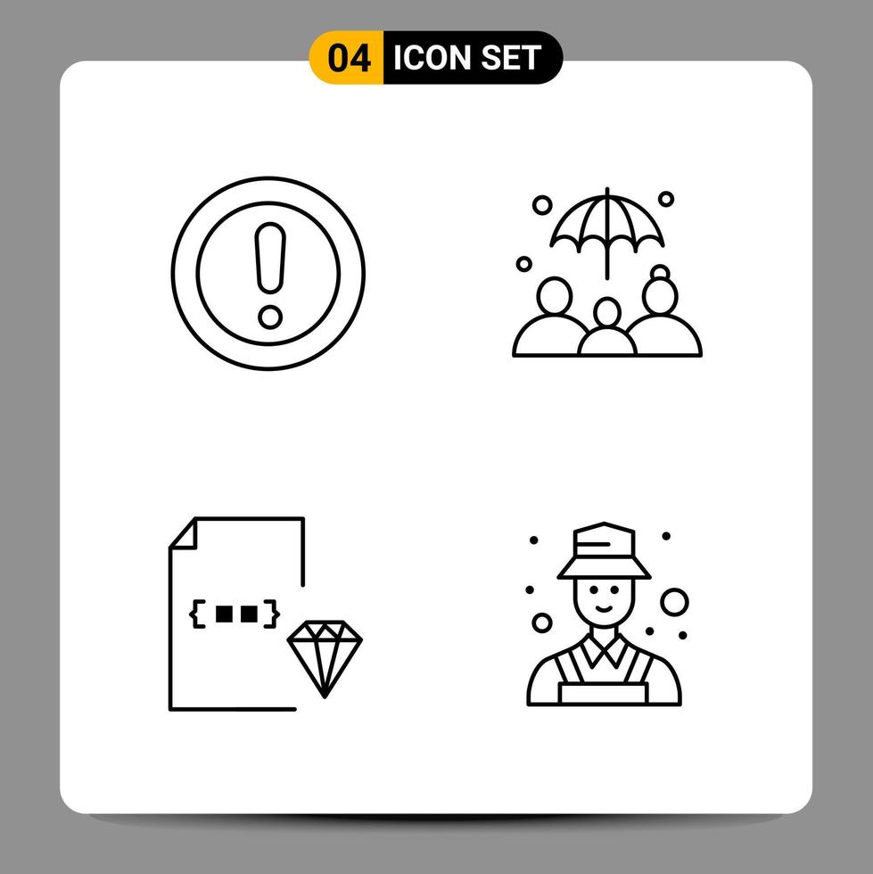 4 Black Icon Pack Outline Symbols Signs for Responsive designs on white background 4 Icons Set vector