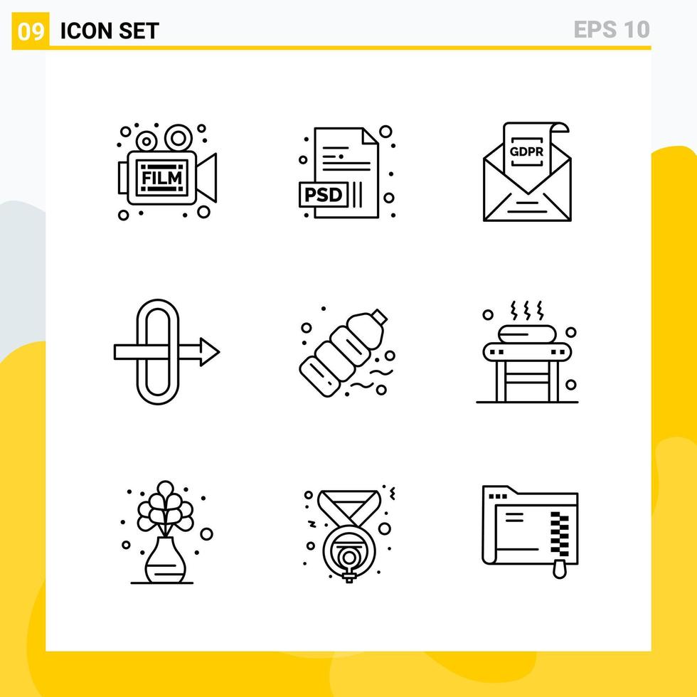 colección de 9 iconos de línea universal conjunto de iconos para web y móvil vector