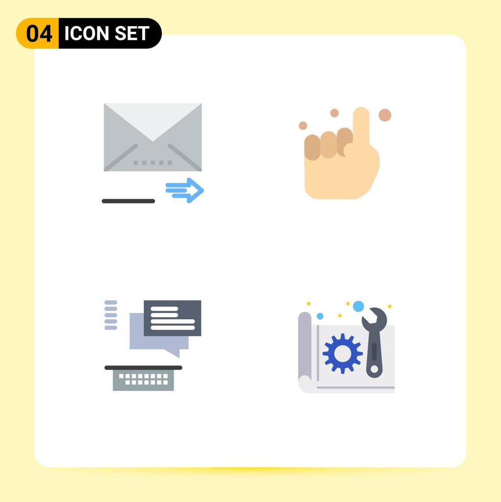 4 Universal Flat Icon Signs Symbols of email conversation next one support Editable Vector Design Elements