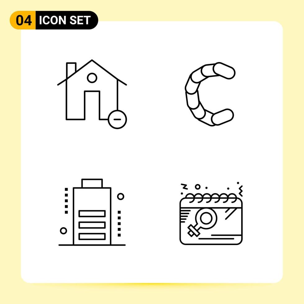 4 Creative Icons for Modern website design and responsive mobile apps 4 Outline Symbols Signs on White Background 4 Icon Pack vector
