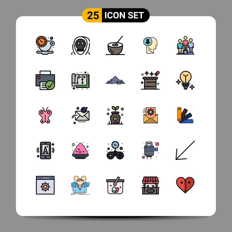 paquete de iconos vectoriales de stock de 25 signos de línea y símbolos para el conocimiento cabeza monstruo flecha bebida elementos de diseño vectorial editables vector