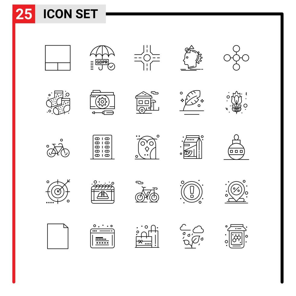 Set of 25 Modern UI Icons Symbols Signs for footwear share imaginative network central Editable Vector Design Elements