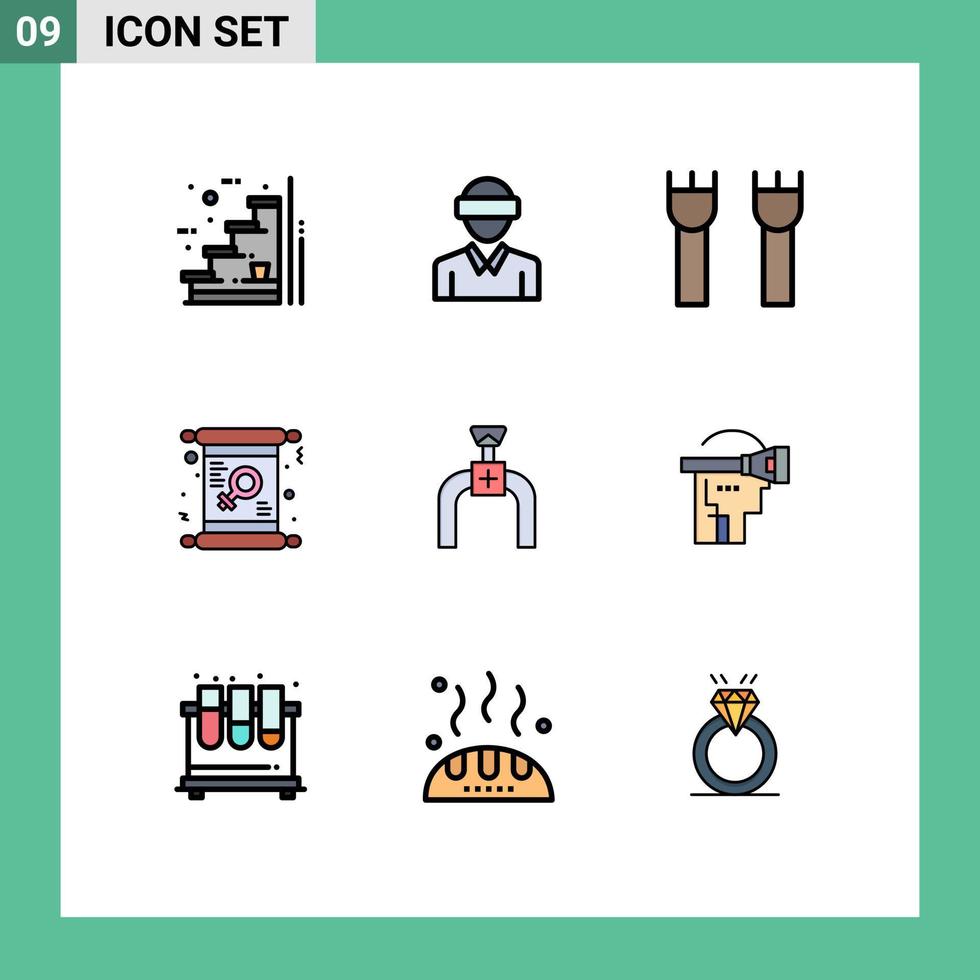 9 Creative Icons Modern Signs and Symbols of female card technology medieval castle tower Editable Vector Design Elements