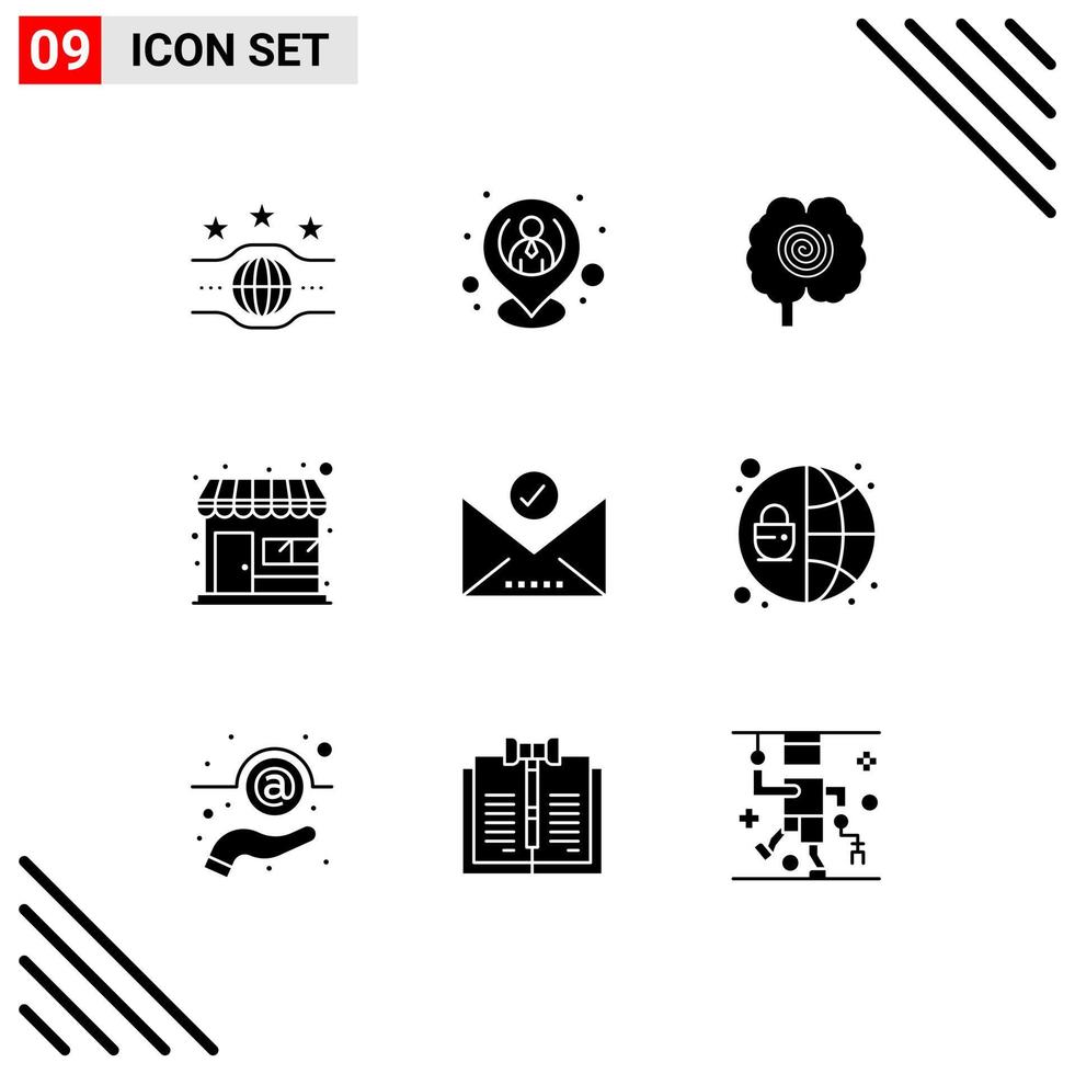 paquete de iconos vectoriales de stock de 9 signos y símbolos de línea para los recursos de la tienda de marca de verificación psicología de la tienda del mercado elementos de diseño vectorial editables vector