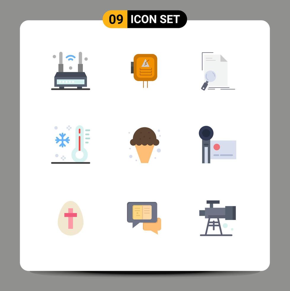 9 User Interface Flat Color Pack of modern Signs and Symbols of temperature low transformer holiday find Editable Vector Design Elements