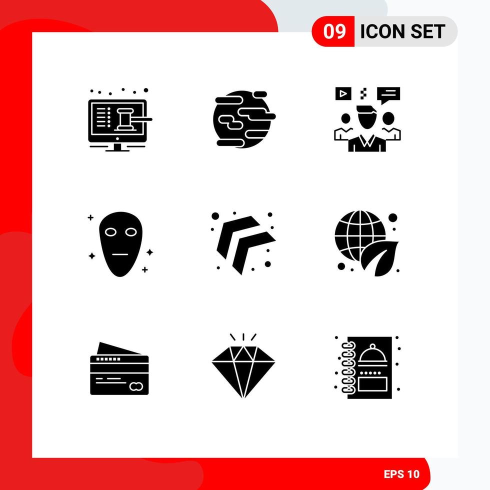 Pictogram Set of 9 Simple Solid Glyphs of space alien smoke group chat Editable Vector Design Elements