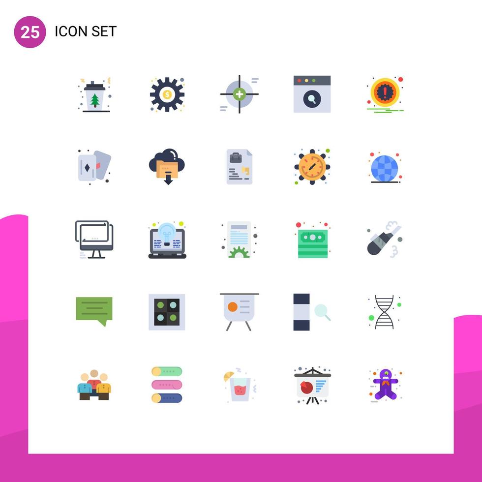 User Interface Pack of 25 Basic Flat Colors of alert mac setting app scope Editable Vector Design Elements