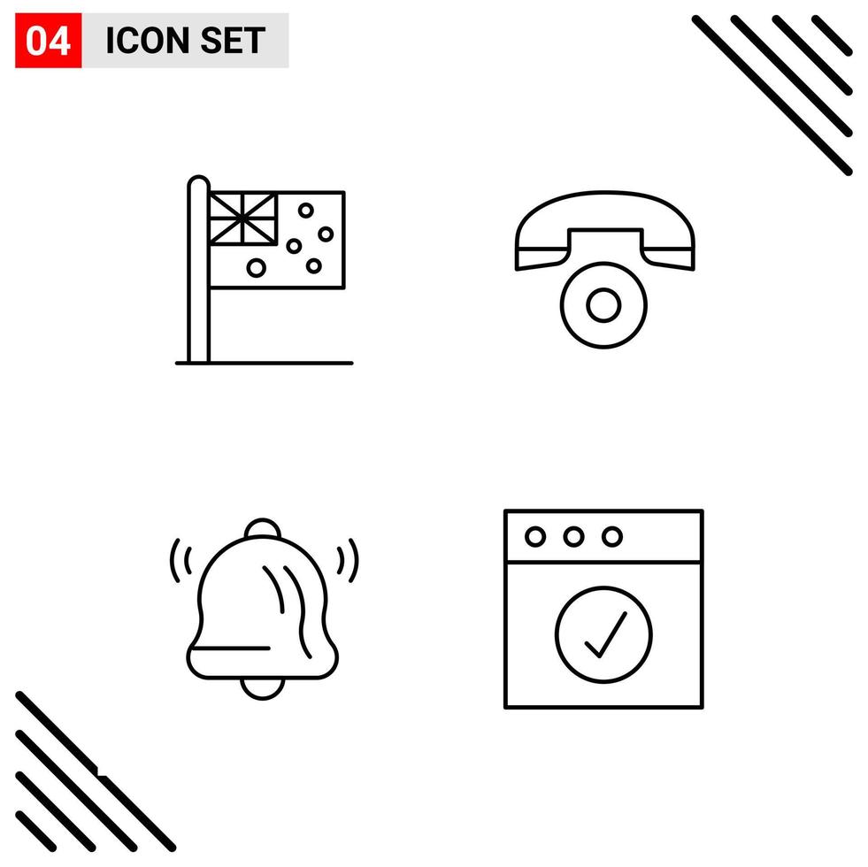 Pixle Perfect Set of 4 Line Icons Outline Icon Set for Webite Designing and Mobile Applications Interface vector