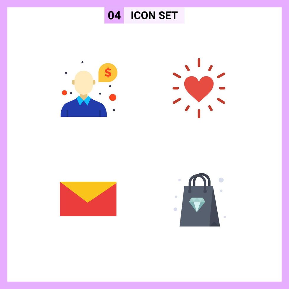 Universal Icon Symbols Group of 4 Modern Flat Icons of help school support valentine bag Editable Vector Design Elements