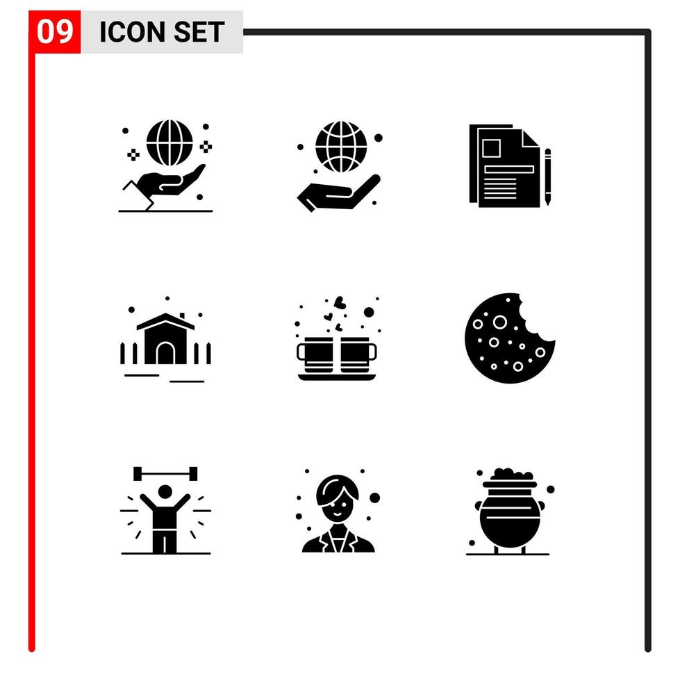 Pictogram Set of 9 Simple Solid Glyphs of shelter garden management construction legal document Editable Vector Design Elements