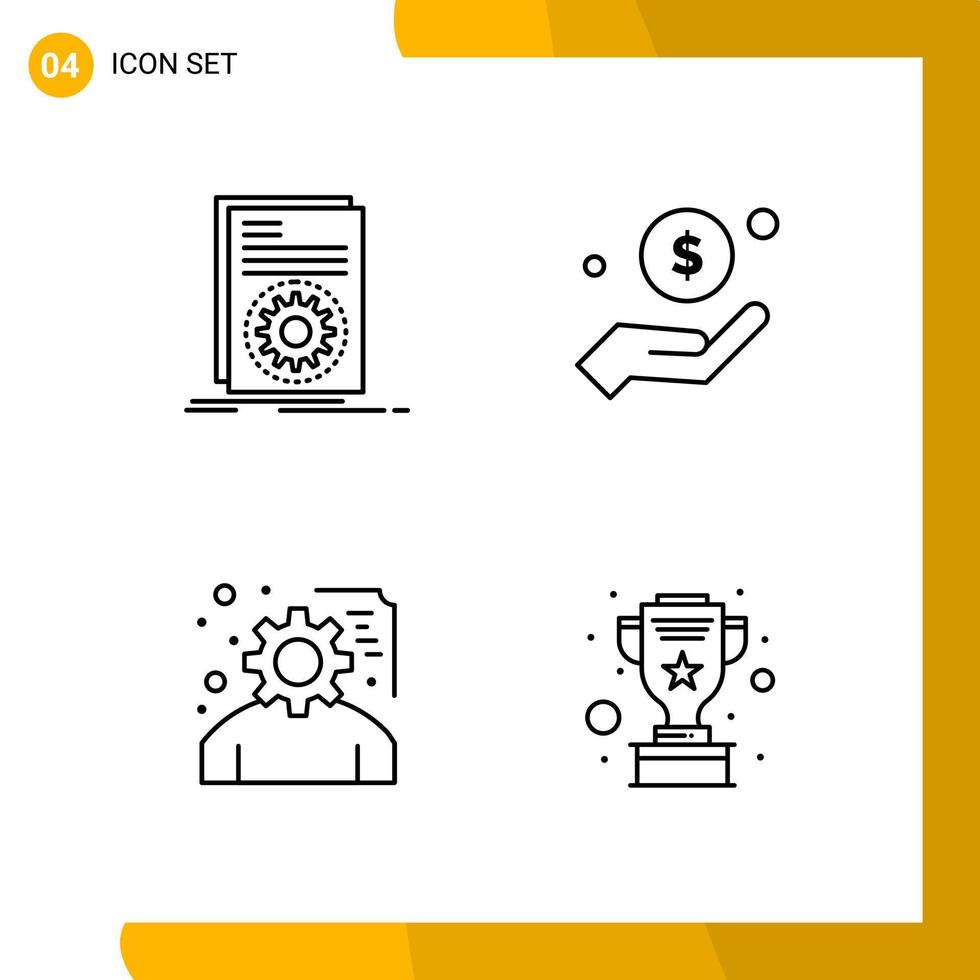 4 Icon Set Line Style Icon Pack Outline Symbols isolated on White Backgound for Responsive Website Designing vector