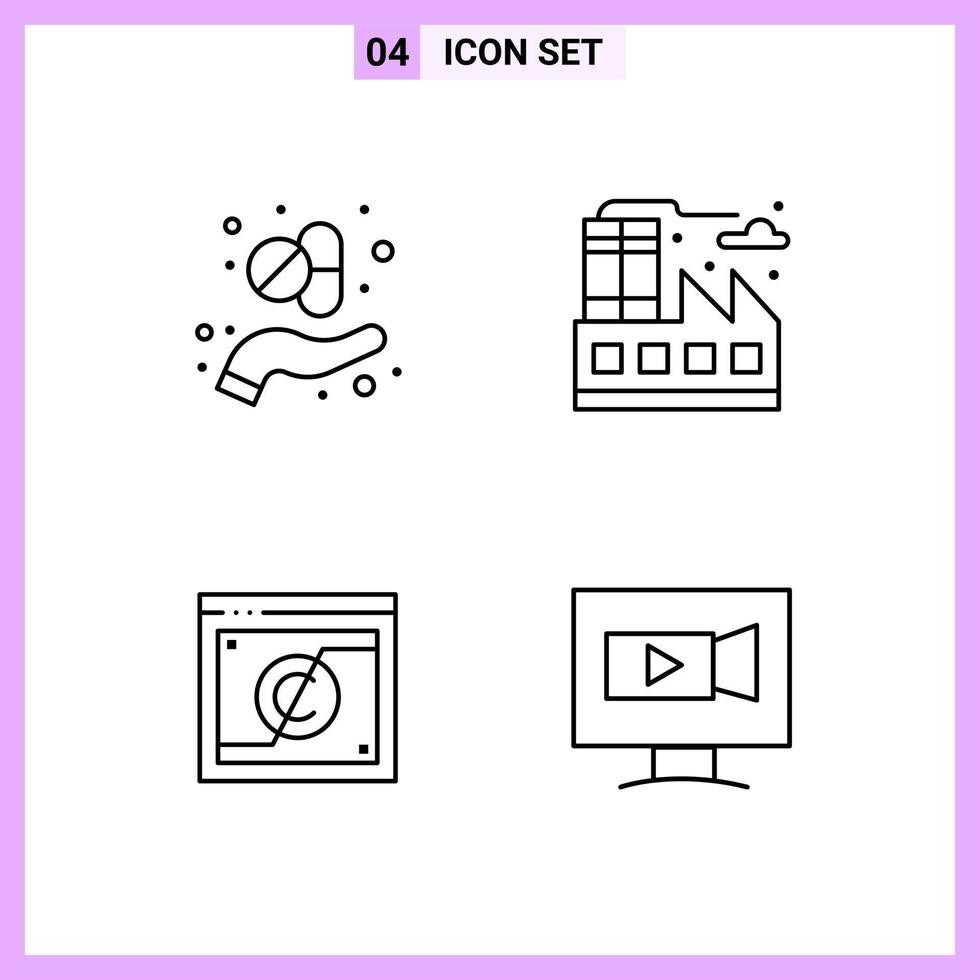 4 Icons in Line Style Outline Symbols on White Background Creative Vector Signs for Web mobile and Print