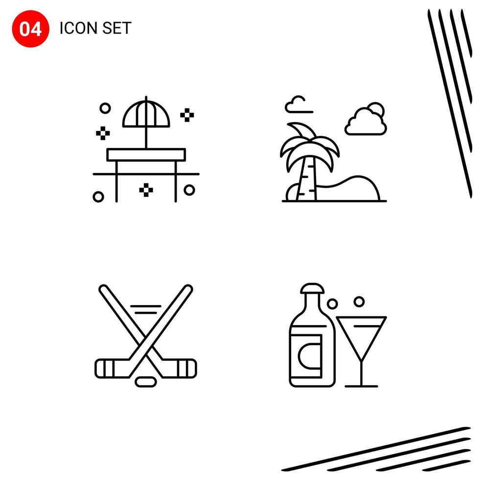 colección de 4 iconos vectoriales en estilo de línea píxel símbolos de contorno perfecto para web y signos de icono de línea móvil sobre fondo blanco 4 iconos vector