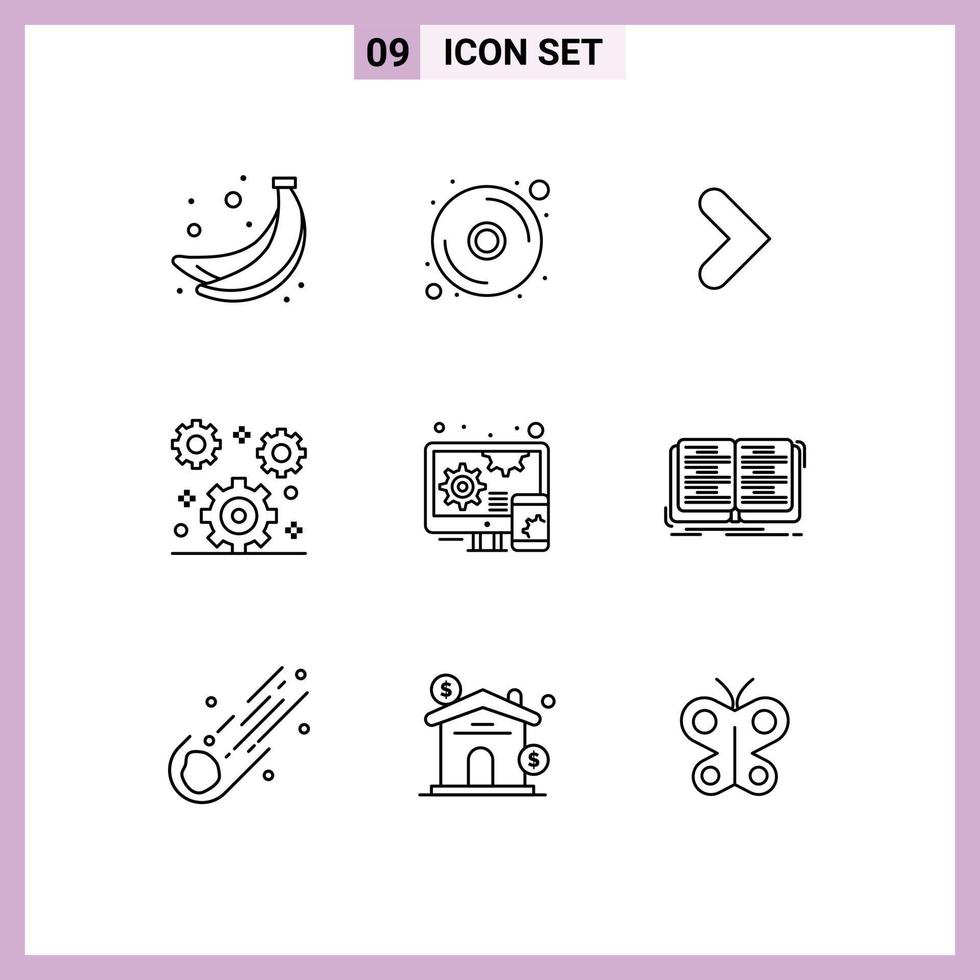 Pack of 9 creative Outlines of book design forward adaptive office Editable Vector Design Elements