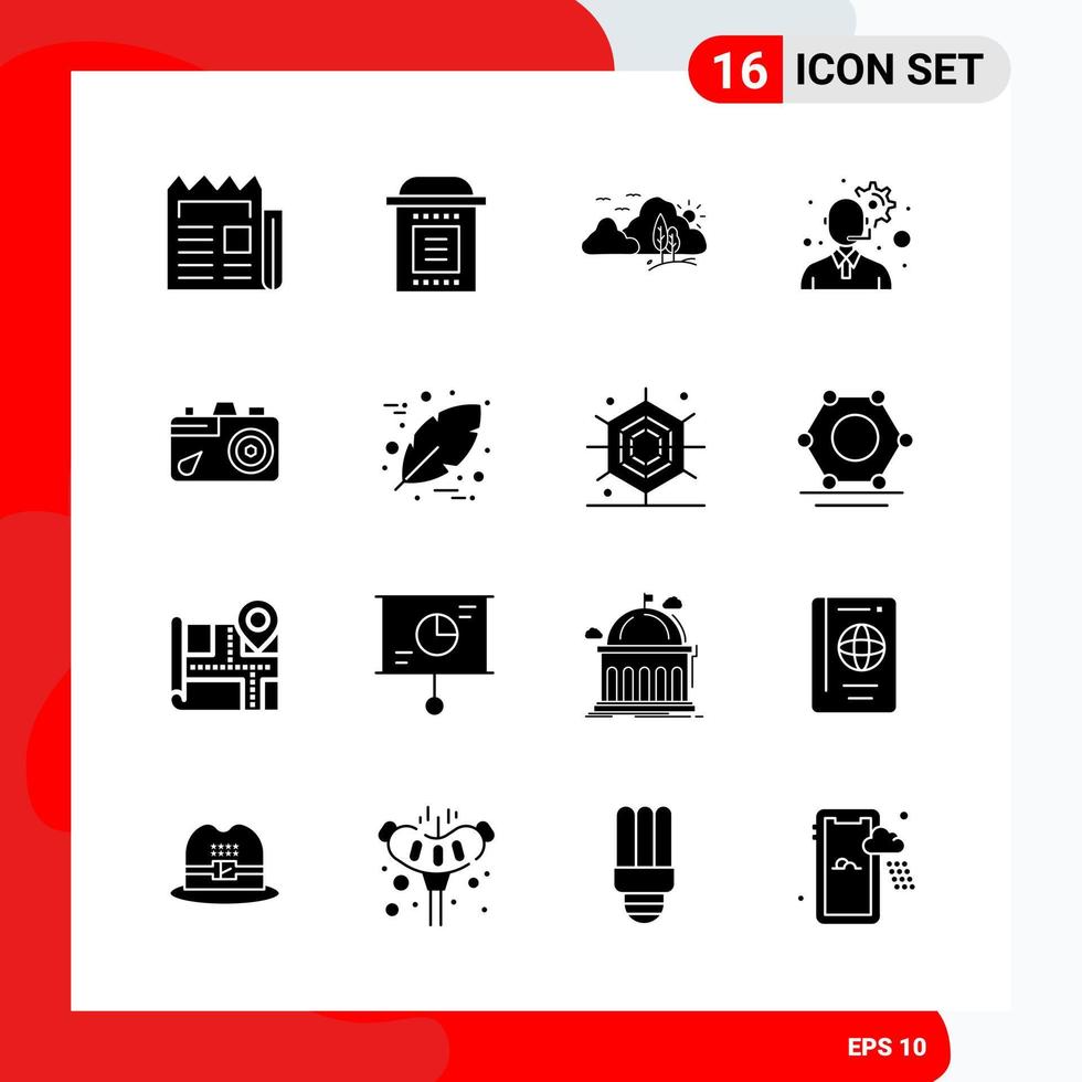 conjunto creativo de 16 iconos de glifos universales aislados sobre fondo blanco vector