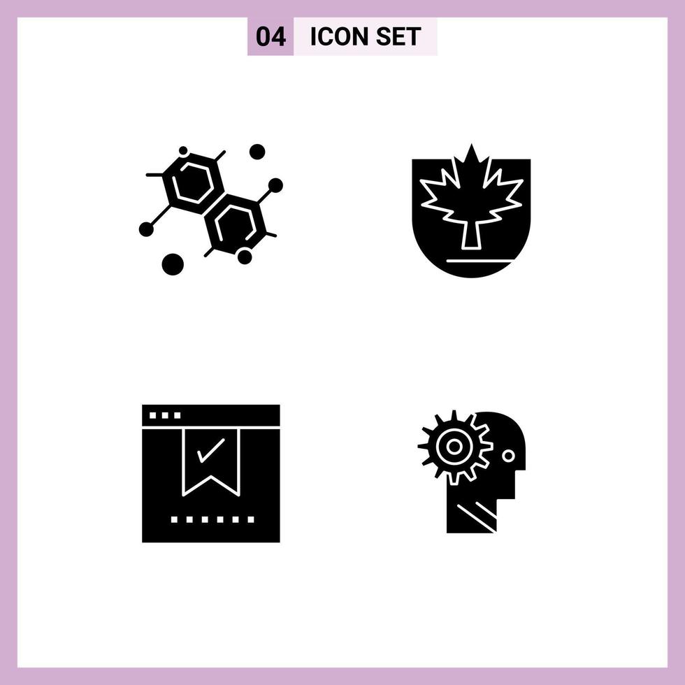 Pack of 4 Modern Solid Glyphs Signs and Symbols for Web Print Media such as chemist good security shield okay Editable Vector Design Elements