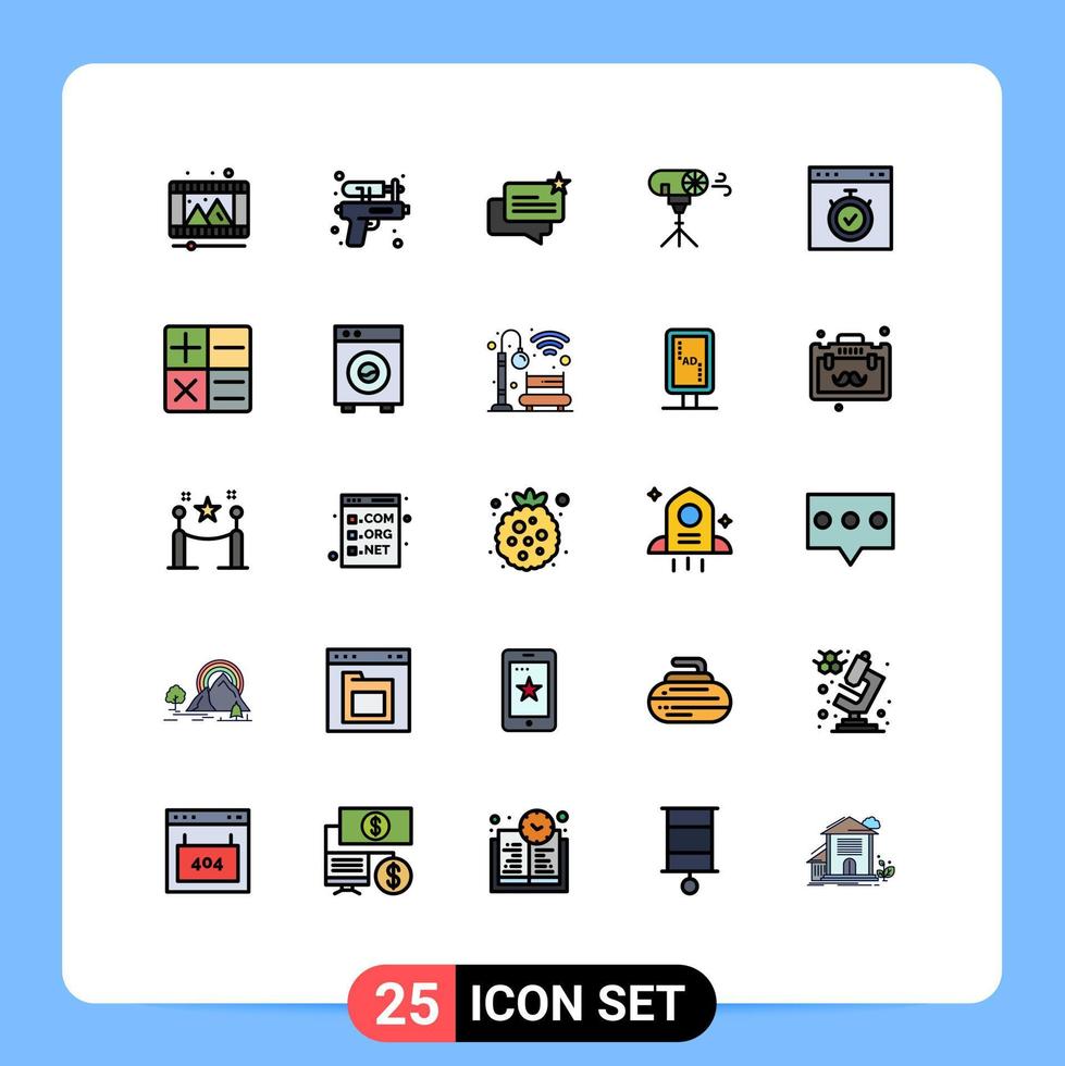 Universal Icon Symbols Group of 25 Modern Filled line Flat Colors of interface special chat photographic effects Editable Vector Design Elements