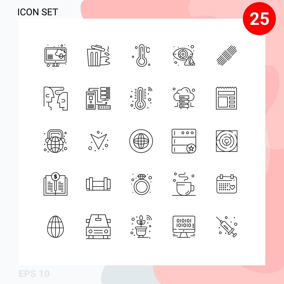 Universal Icon Symbols Group of 25 Modern Lines of set rope thermometer internet detector Editable Vector Design Elements