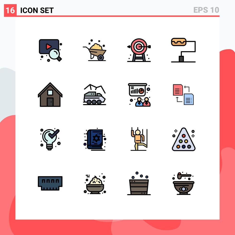 16 Creative Icons Modern Signs and Symbols of home conversation corporate contact us paint roller Editable Creative Vector Design Elements